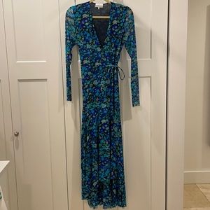 Ganni high low wrap dress